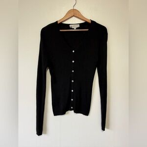 Vintage Pendleton Black V-Neck Button-Up Sweater Size Small